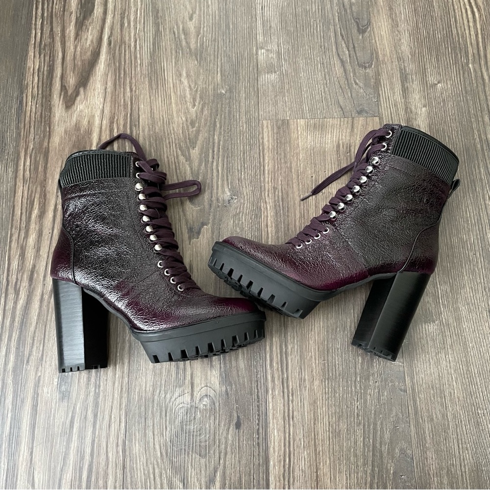 Vince Camuto NEW Deep Plum Colored Platform Ermania Combat Boots - Picture 11 of 14